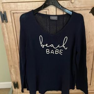 Wooden ships Navy sweater “Beach Bum” sz M/L NWOT